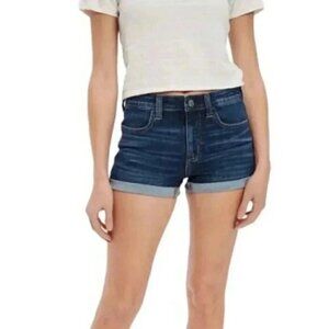 American Eagle Hi-Rise Shortie Jean Shorts Dark Wash AEO Denim Size 0